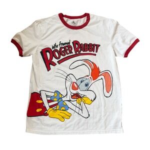Disney Who Framed Roger Rabbit Graphic Tee Ringer Shirt Red Trim Size M